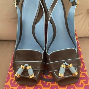 Tory Burch wedge sling back shoes heels 9